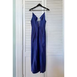 Vintage Victoria Secret Blue Maxi Nightgown with White Trim, size M